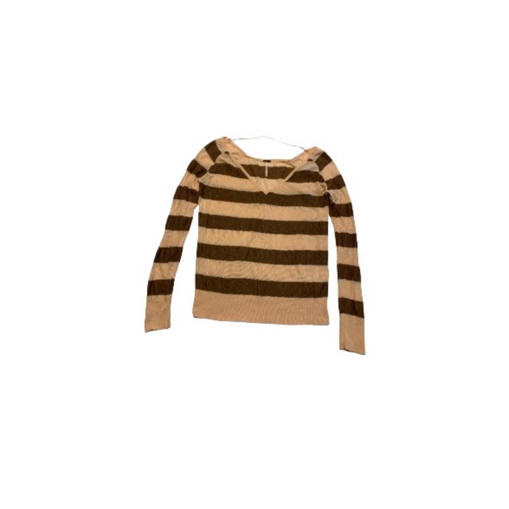 Free People Tan and Brown Striped Sweater - Women’s Size Medium